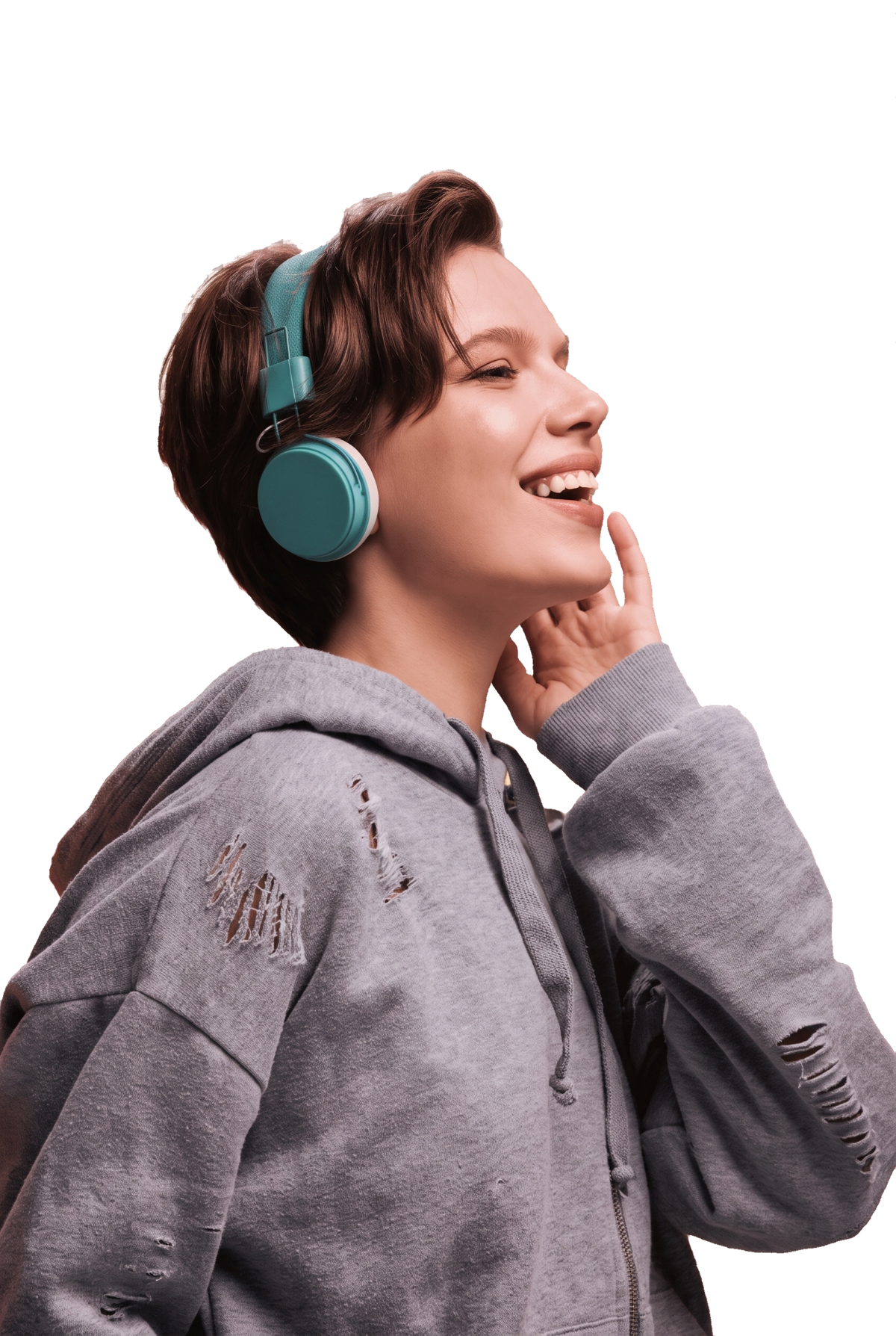 Smiling creative wearing headphones